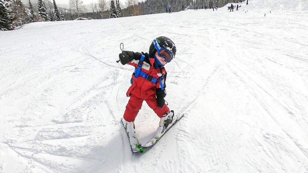 Toddler skiing