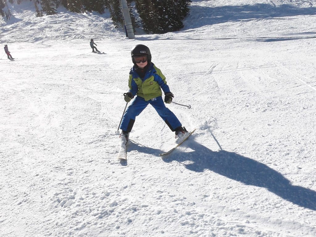 Toddler skiing with ski socks