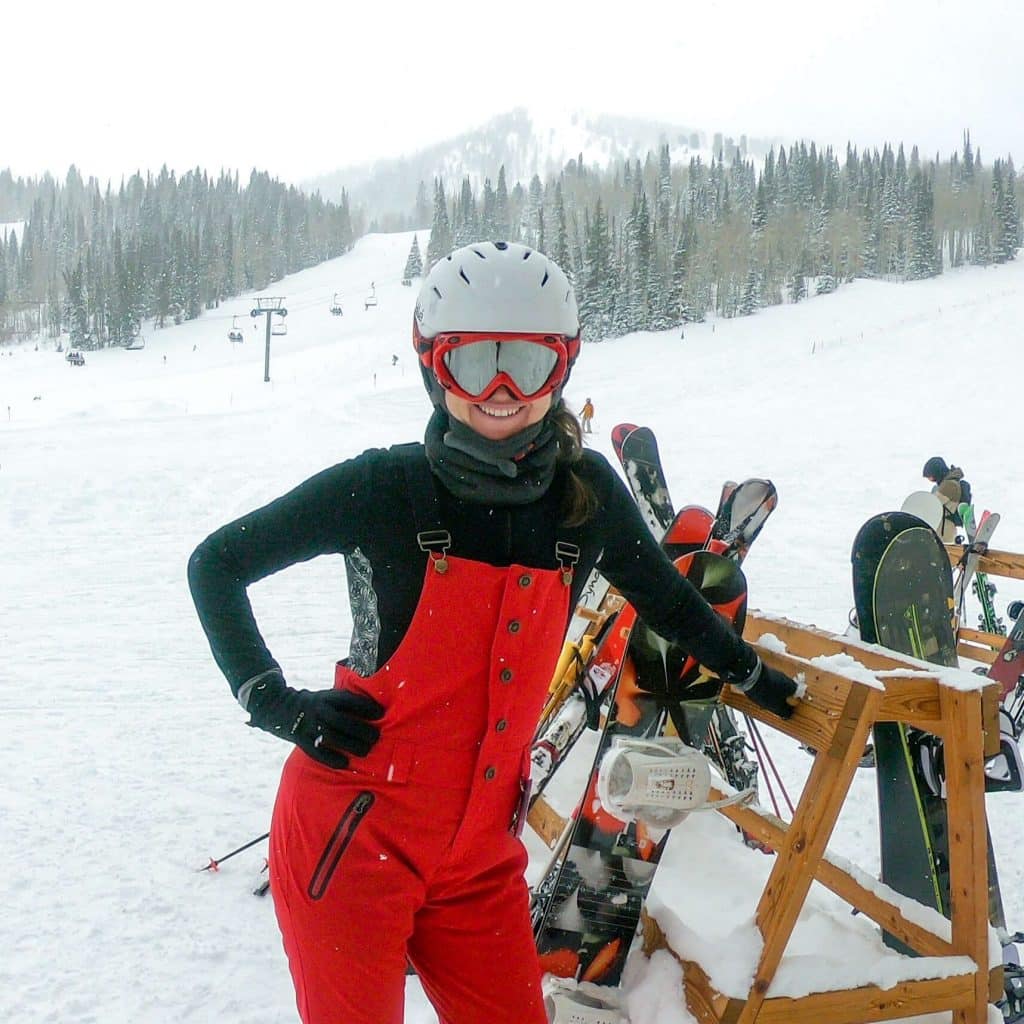 Snowy day skiing