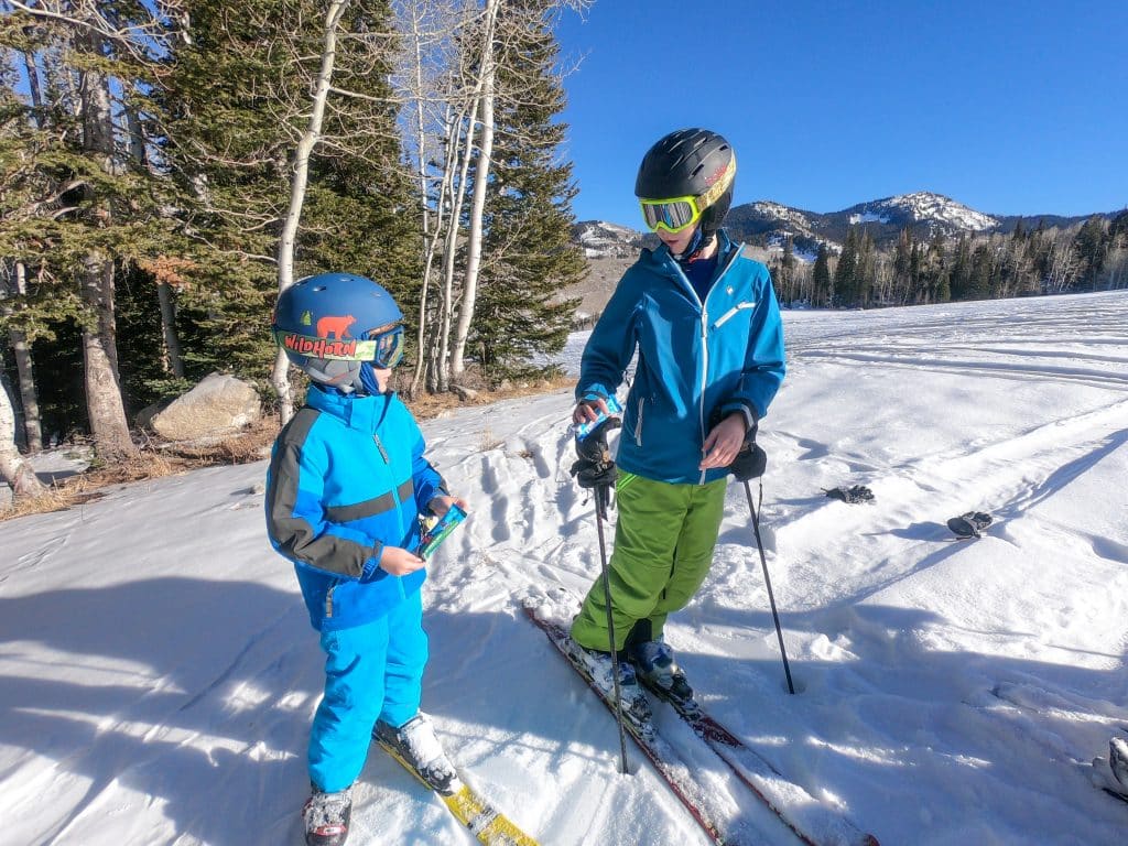 brothers skiing together