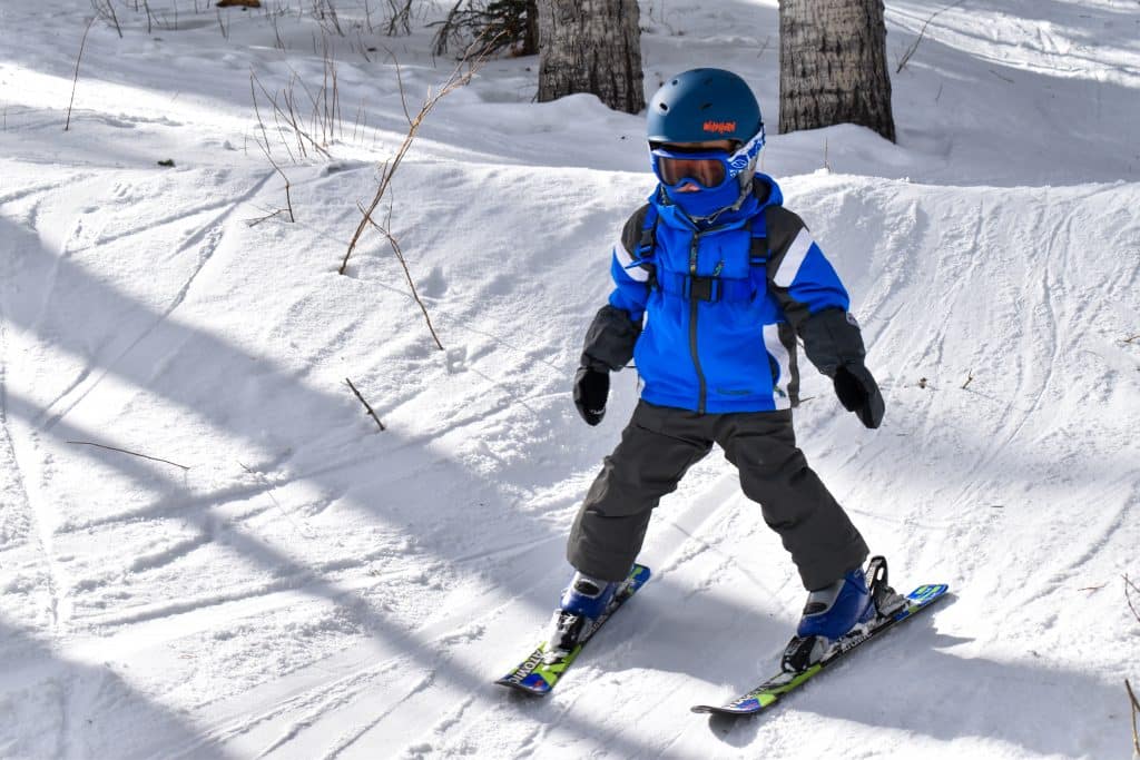 Toddler snow skiing