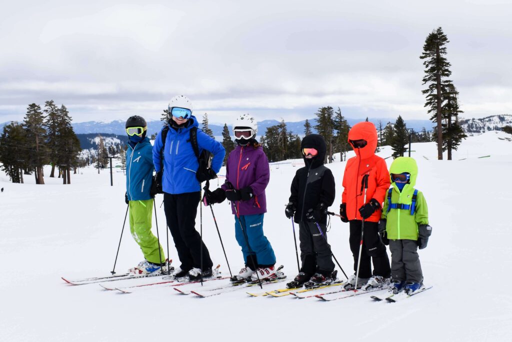 Elementary Kids skiing for free in California Tahoe