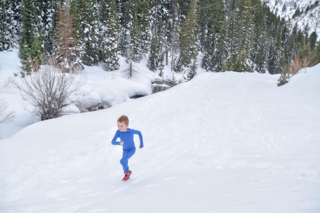 kids in base layers in winter