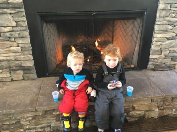 ski break in the lodge with toddlers