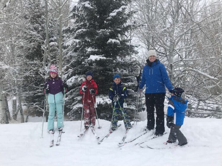 learning to cross country ski with kids