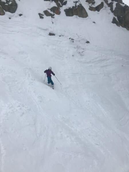 Girl Skiing Difficult Terrain