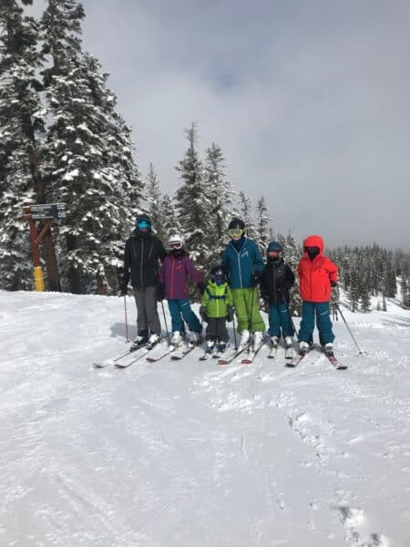 Family Skiing Together