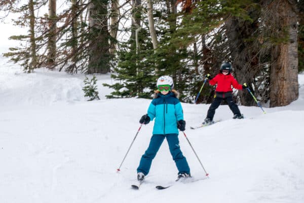 downhill skiing with kids