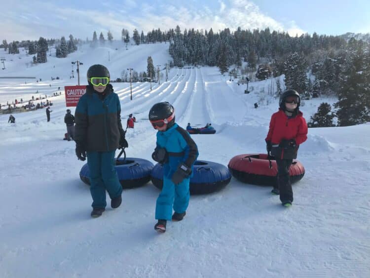 snow tubing with kids