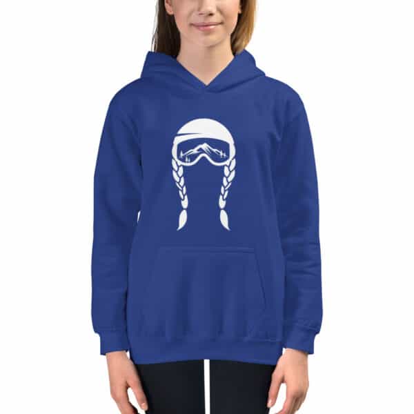 Skiing Kids Google Hoodie Blue