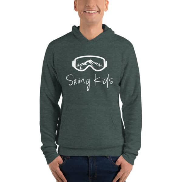 Skiing Kids Google Hoodie Green