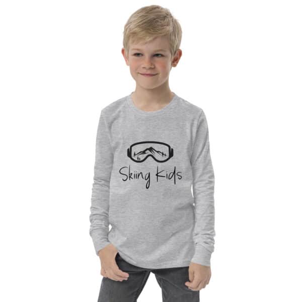 Long Sleeve Skiing Kids Googles Shirt Grey