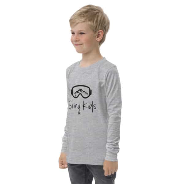 Long Sleeve Skiing Kids Googles Shirt Grey