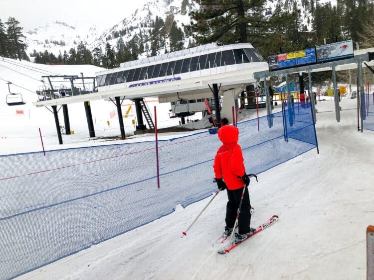 boy with ski poles