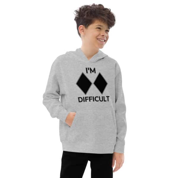 Skiing Kids I'm Difficult Hoodie Grey