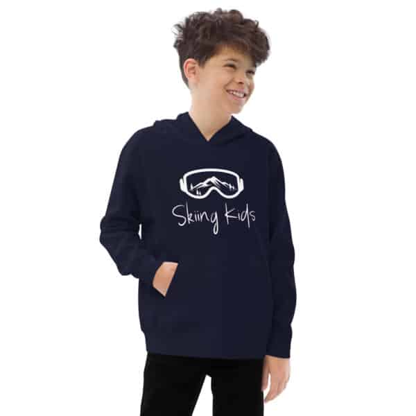 Skiing Kids Hoodie Googles Dark Blue