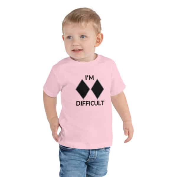 Skiing Kids T-Shirt I'm Difficult Toddler Pink