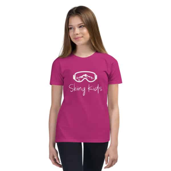 Skiing Kids T-Shirt Pink