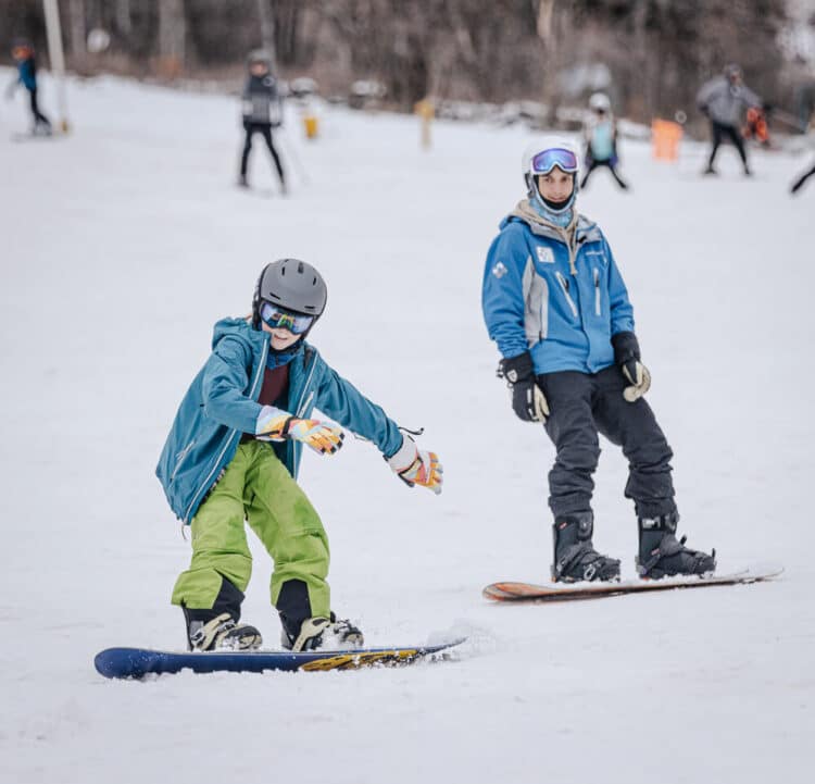 learning to snowboard at Nordic Valley