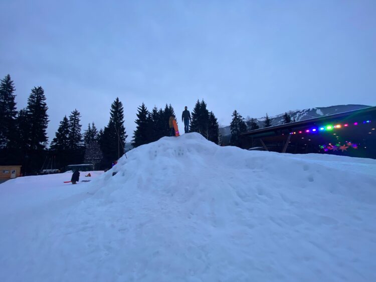 Whilstler olympic village snow zone sledding