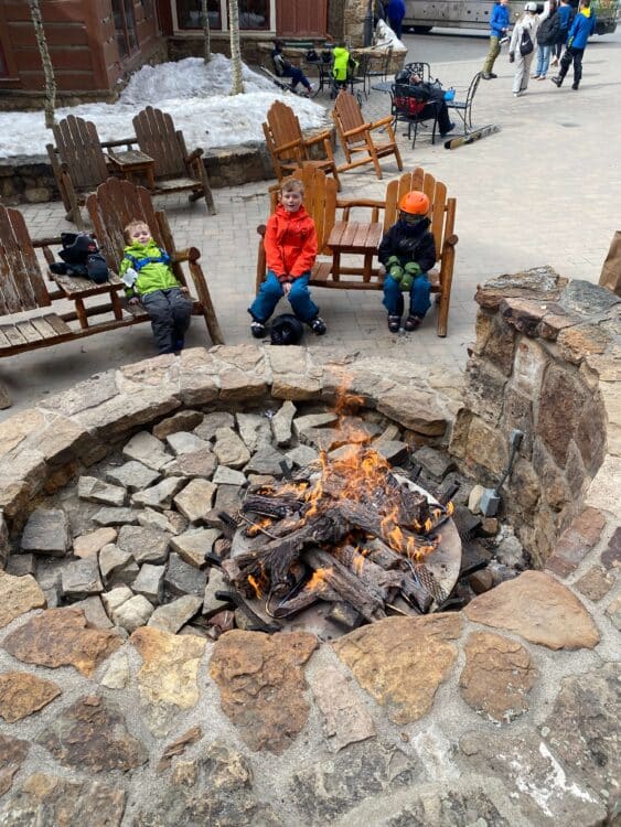 skiing Crested Butte with kids apres ski