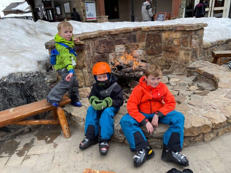 skiing Crested Butte with kids apres ski