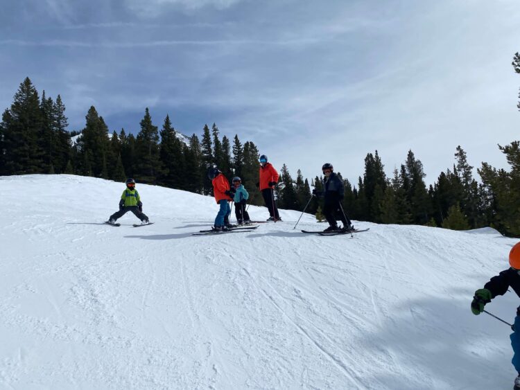 family skiing crested butte with kids