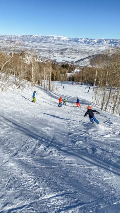 family skiing with kids in Utah Park city