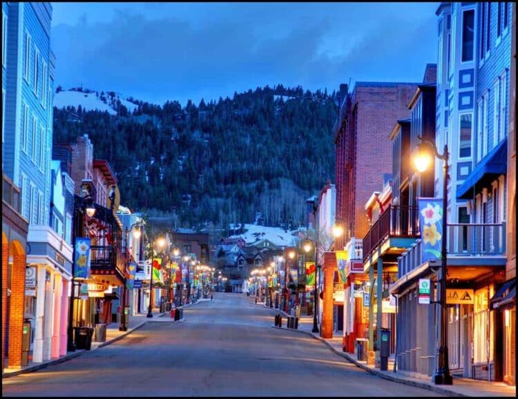 Park city main street at night