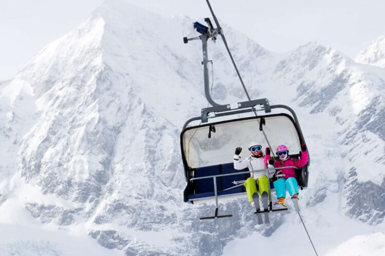 family on chairlift together