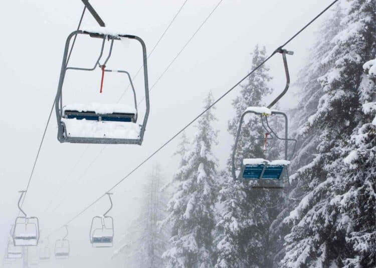 cold ski day chairlift