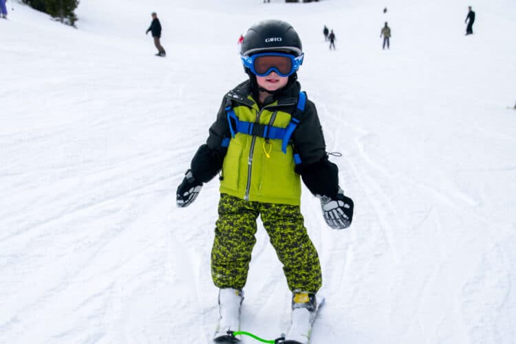 little boy on skis