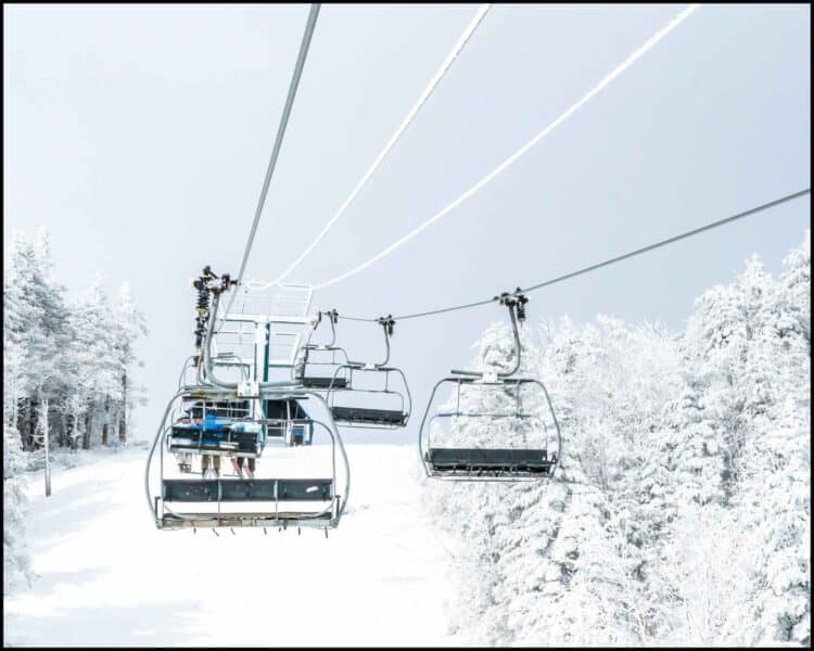 ski resort chairlift after snowstorm