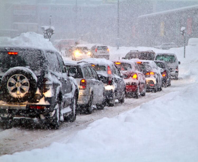 ski traffic snow storm