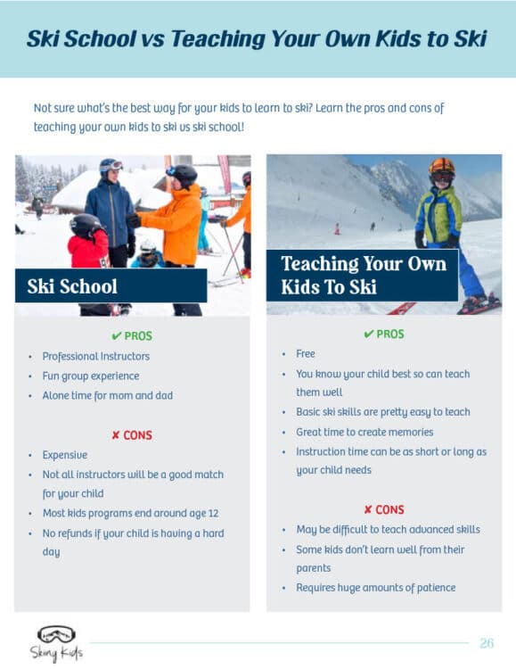 ski school vs teaching your own kids to ski