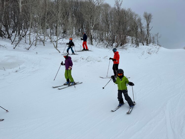 family skiing snowbasin