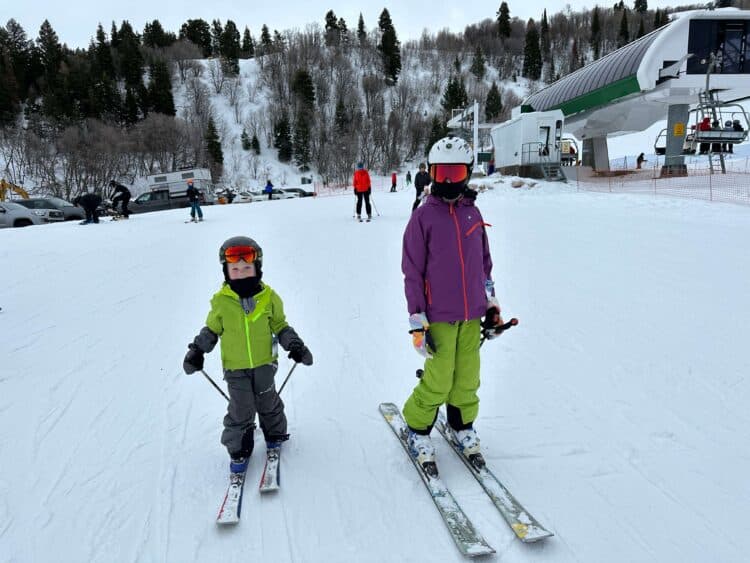 kids skiing at Snowbasin