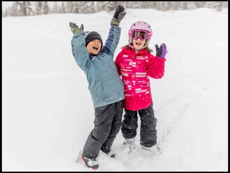 kids playing in wet snow