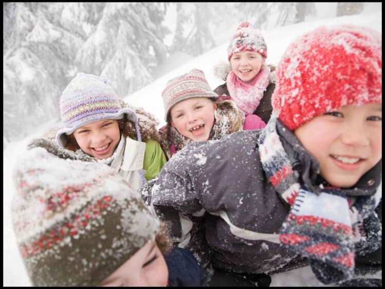 kids playing in the snow