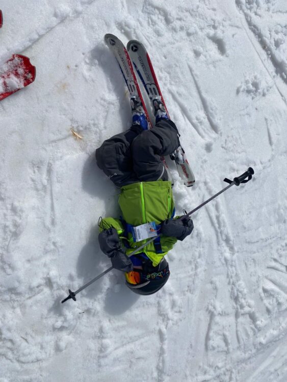 Tired ski kid