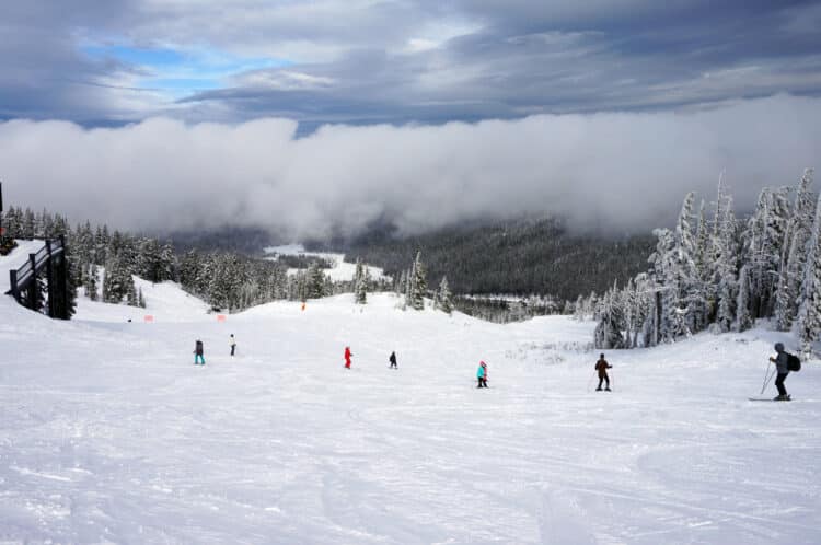 Skiing on Mount Bachelor in Oregon