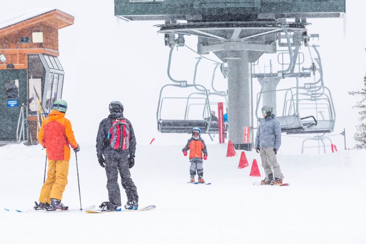 family at ski resort